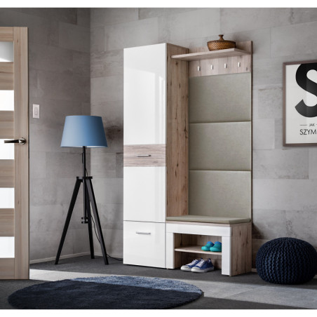 Ensemble de meubles d'entrée "Gustavo X" - Blanc/Beige - L 110 x H 200 x P 35 cm