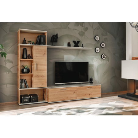Ensemble meuble TV "ROI" - Beige - L 200 x H155 x P 40 cm