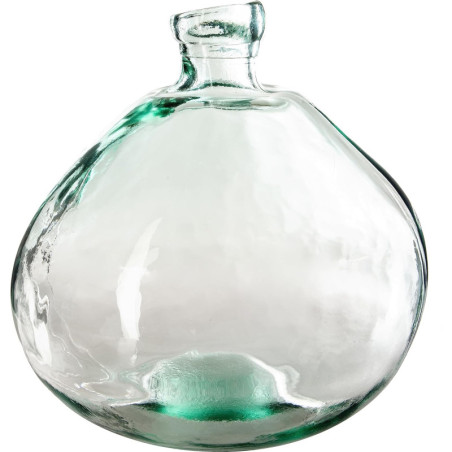 Vase rond Dame Jeanne "Uly" en verre recyclé - Transparent - D 33 cm