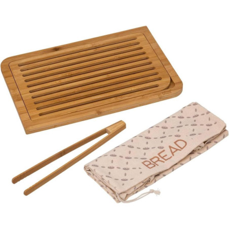 Planche à pain avec accessoires en bambou - Marron - L 40 x P 27 cm