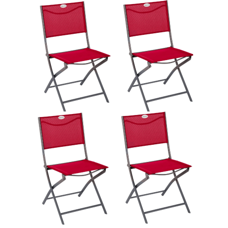 Lot de 4 chaises d'extérieur pliantes "Modula" - Rouge grenade - L 46 x H 87 cm