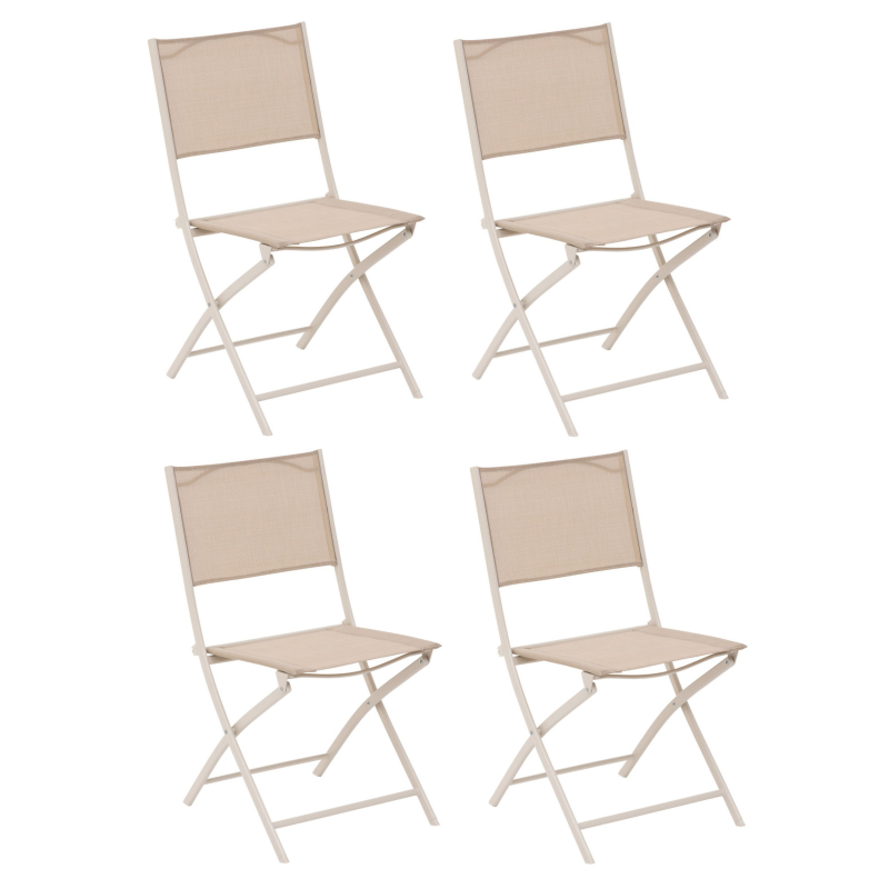 Lot de 4 chaises d'extérieur pliantes Modula - Beige - L 46 x H 87 cm