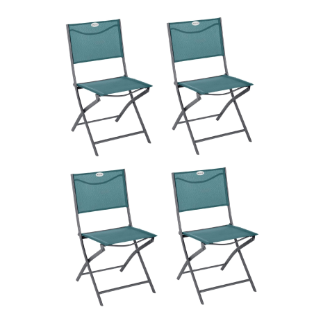 Lot de 4 chaises d'extérieur pliantes "Modula" - Bleu canard - L 46 x H 87 cm