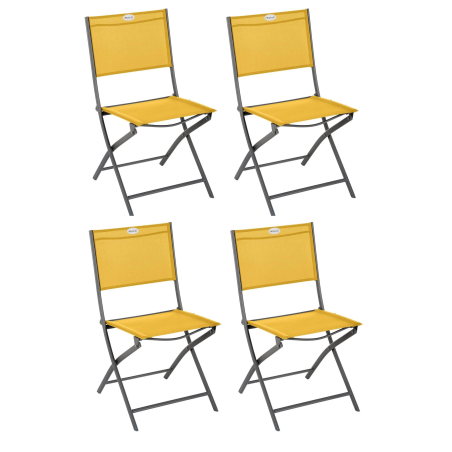 Lot de 4 chaises d'extérieur pliantes "Modula" - Jaune - L 46 x H 87 cm