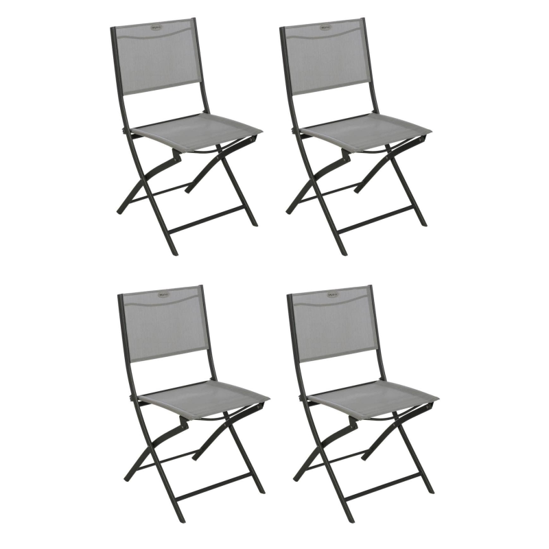 Lot de 4 chaises d'extérieur pliantes Modula - Gris/Noir - L 46 x H 87 cm