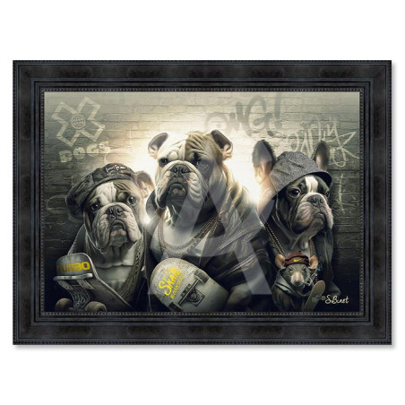 Cadre en bois avec impression en PVC vernis "X Dog" - Noir - 80 x 120 cm - Collection Binet
