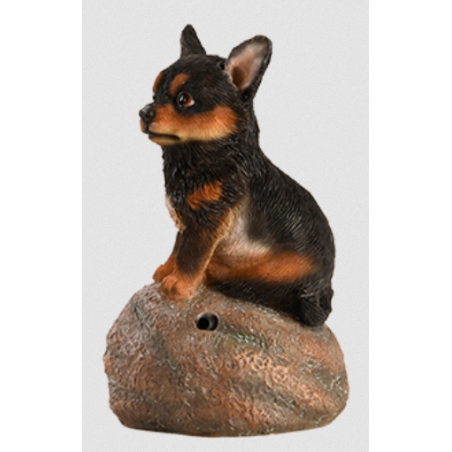 Figurine de chiot sonore avec détecteur de mouvement - Chihuahua noir - H 11,8 cm