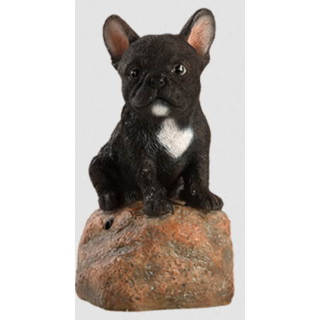 Figurine de chiot sonore avec détecteur de mouvement - Bouledogue noir - H 11,8 cm