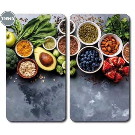 Lot de 2 plaques de protection en verre "Healthy" - Gris - L 50 x l 28,5 cm