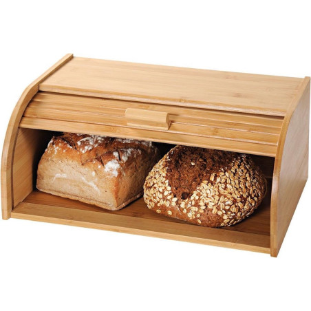 Boîte à pain avec volet roulant en bambou - Beige - L 40 x P 27 x H 17 cm