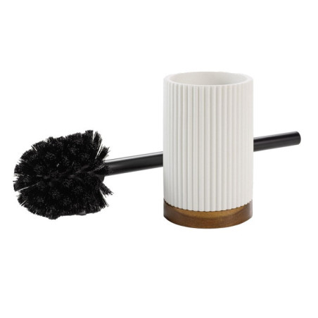 Brosse WC Diamètre 9,1 x 38,5 cm Niagara Blanc - Polyrésine et Acacia