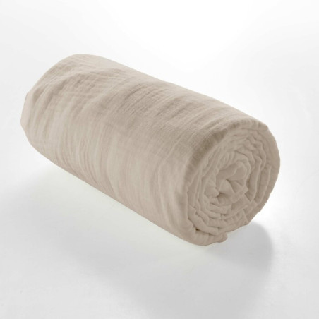 Drap Housse 140 x 190 cm Angelia Sable - Gaze de Coton