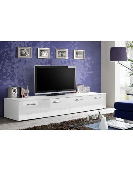Banc TV - DUO - 200 cm x 35 cm x 45 cm - Blanc