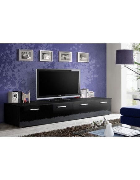 Banc TV - DUO - 200 cm x 35 cm x 45 cm - Noir