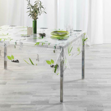 Nappe Cristal Rectangle 140 x 240 cm Zen Paradis - PVC Imprimé 14/100E