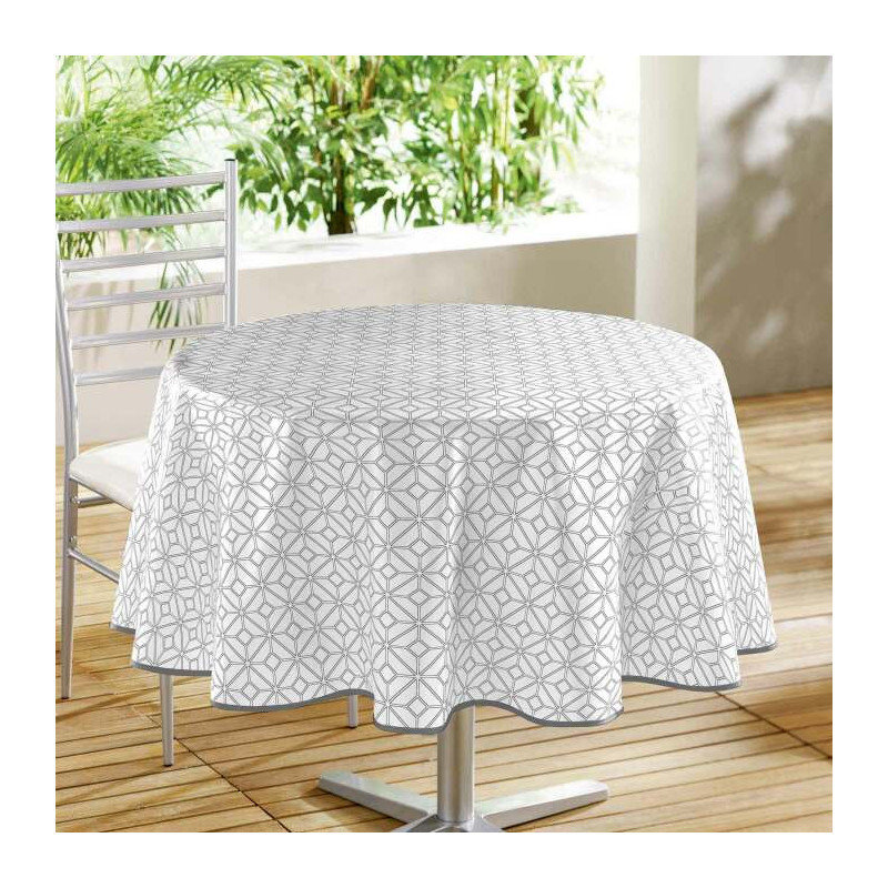 Nappe Ronde Diamètre 160 cm Moderna Blanc - PVC Imprimé