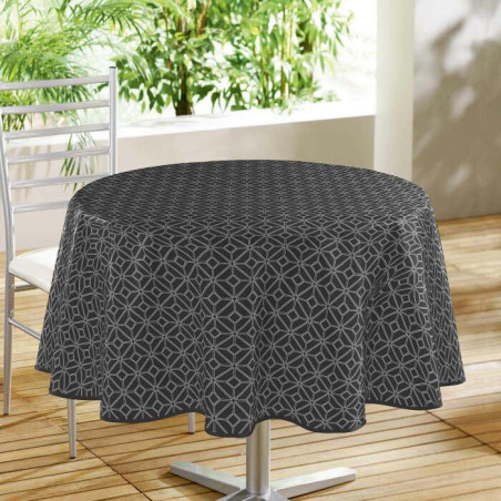 Nappe Ronde Diamètre 160 cm Moderna Noir - PVC Imprimé
