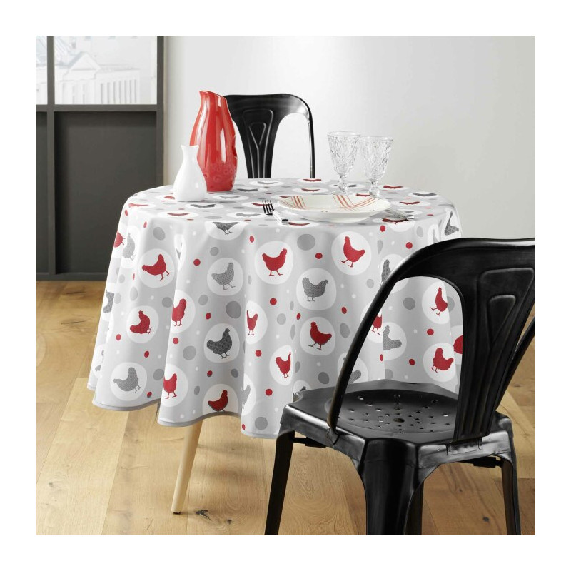 Nappe Ronde Diamètre 160 cm Suzette Naturel - PVC Imprime