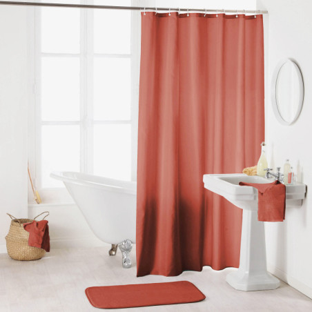 Rideau de Douche avec Crochets 180 x 200 cm Essencia Terracotta - Polyester