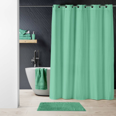Rideau Douche avec illets Clipsables 180 x 200 cm Dotty Tilleul - Microfibre Gaufrée