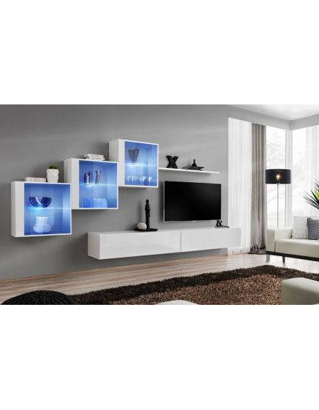 Ensemble meuble TV mural  - Switch XX - 330 cm  x 160 cm x 40 cm - Blanc