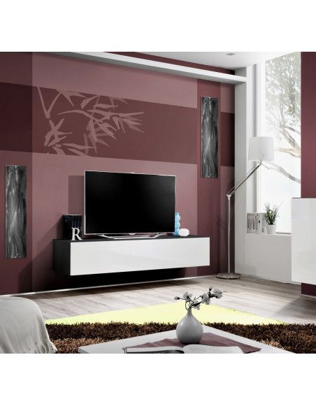 Banc TV - Fly I - 160 cm x 30 cm  x 40 cm - Noir et blanc