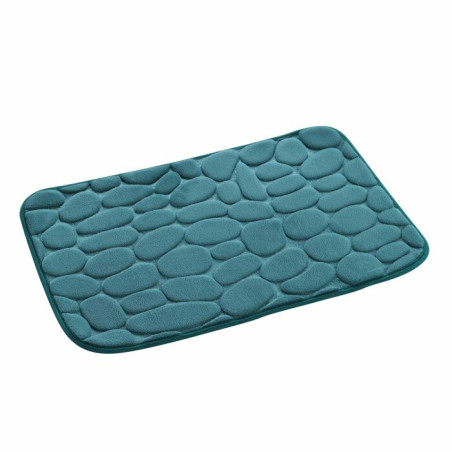 Tapis de Bain 50 x 80 cm Ricochet Bleu/Emeraude - Microfibre Unie Relief