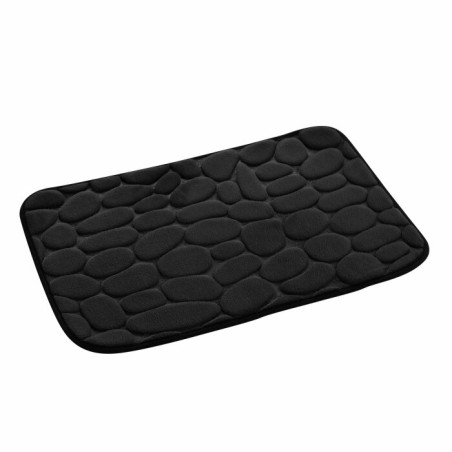 Tapis de Bain 50 x 80 cm Ricochet Noir - Microfibre Unie Relief
