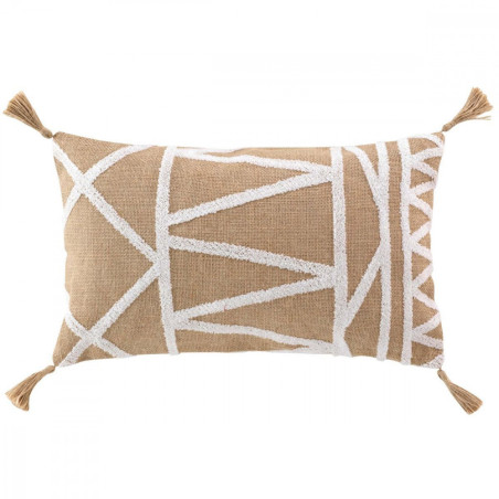 Coussin Déhoussable 30 x 50 cm Asmara - Polycoton Uni avec Jute Tufté