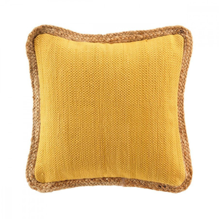 Coussin Déhoussable 45 x 45 cm Akina Ocre - Coton & Polyester avec Jute