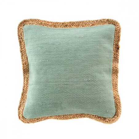 Coussin Déhoussable 45 x 45 cm Akina Sauge - Coton & Polyester avec Jute