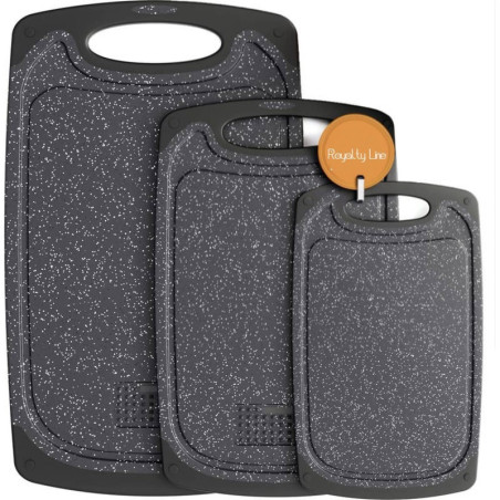 Set de 3 planches à découper en plastique - Gris anthracite - L 40/31,5/25 cm
