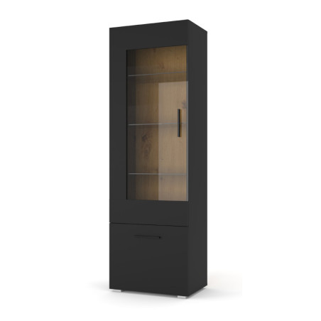 Vitrine en bois "Anette O" - Noir mat - L 60 x H 190 cm