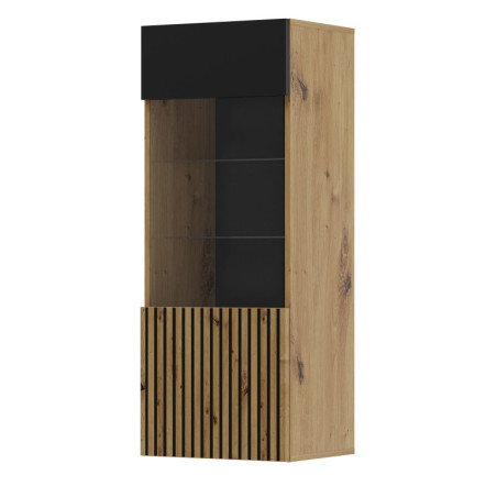 Vitrine suspendue en bois "Auris 1D" - Noir mat - H 115 cm