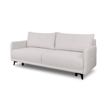 Canapé convertible 3 places en tissu et bois "Dzeta" - Blanc - L 210 cm