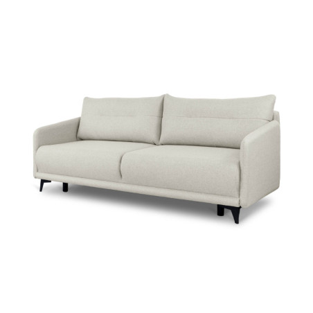 Canapé convertible 3 places en tissu et bois "La Rose" - Blanc - L 210 cm
