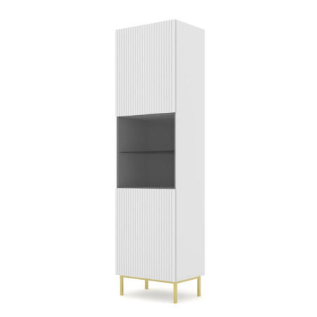 Vitrine en bois et cadre doré "Ravenna" - Blanc - H 217 cm