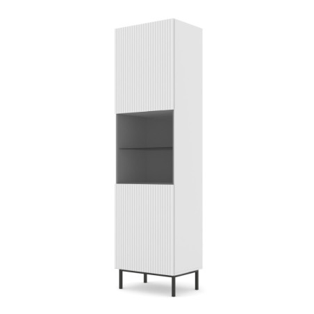 Vitrine en bois et cadre noir "Ravenna" - Blanc - H 217 cm