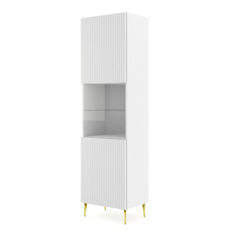 Vitrine en bois et pied doré "Ravenna" - Blanc - H 215 cm