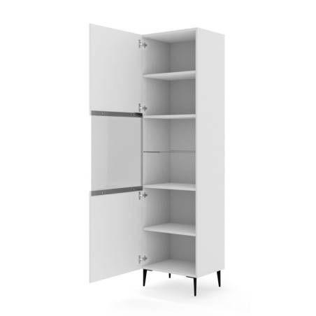 Vitrine en bois et pied noir "Ravenna" - Blanc - H 215 cm