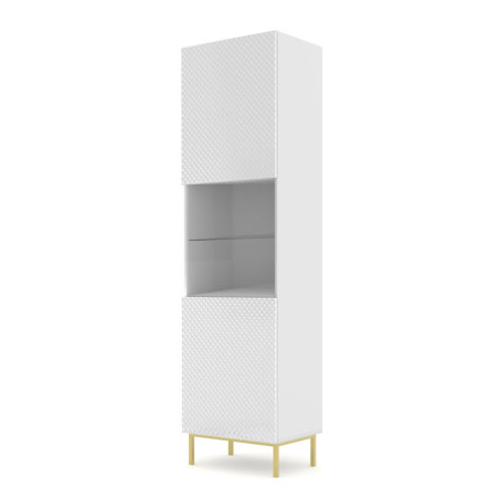 Vitrine en bois avec cadre doré "Ravenna" - Blanc - H 217 cm