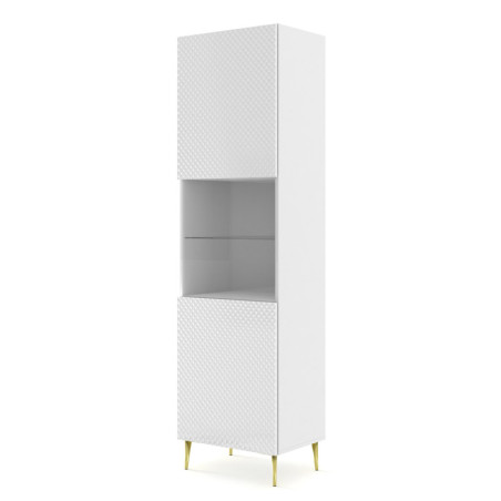 Vitrine en bois avec pieds doré "Ravenna" - Blanc - H 215 cm