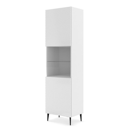 Vitrine en bois avec pieds noir "Ravenna" - Blanc - H 215 cm