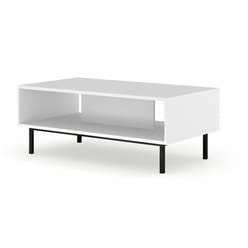 Table basse avec cadre noir Ravenna - Blanc - L 90 x l 60 cm
