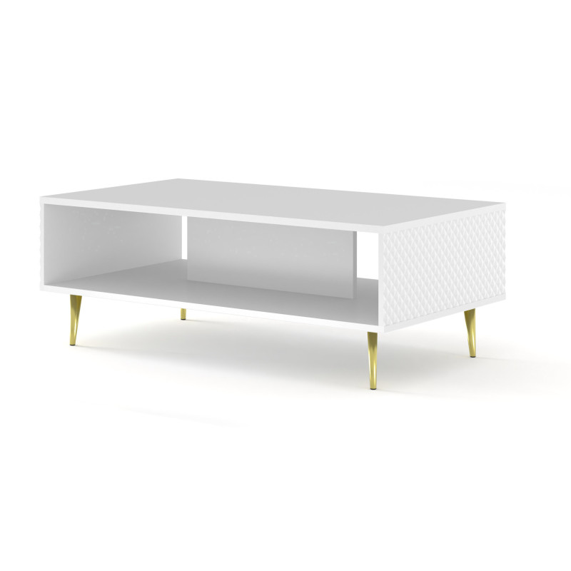 Table basse avec pieds doré Ravenna - Blanc - L 90 x l 60 cm