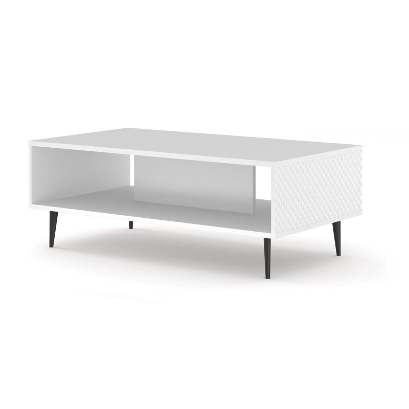 Table basse avec pieds noir Ravenna - Blanc - L 90 x l 60 cm