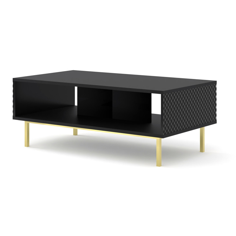 Table basse avec cadre doré Ravenna - Noir - L 90 x l 60 cm