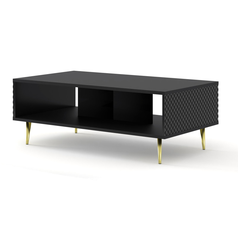 Table basse avec pieds doré Ravenna - Noir - L 90 x l 60 cm