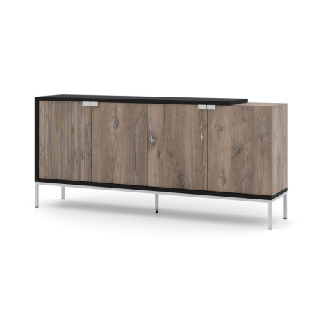 Commode à 4 portes avec cadre blanc "Toledo" - Marron/Noir - L 190 cm
