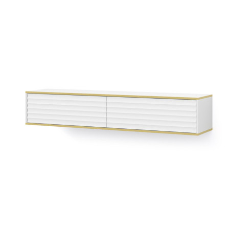 Meuble TV suspendu "Wabi" - Blanc/Doré - 180 cm